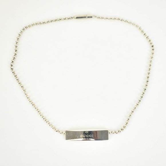 GUCCI: Sterling Silver, Logo Beaded Choker #1500 - Picture 2 of 5